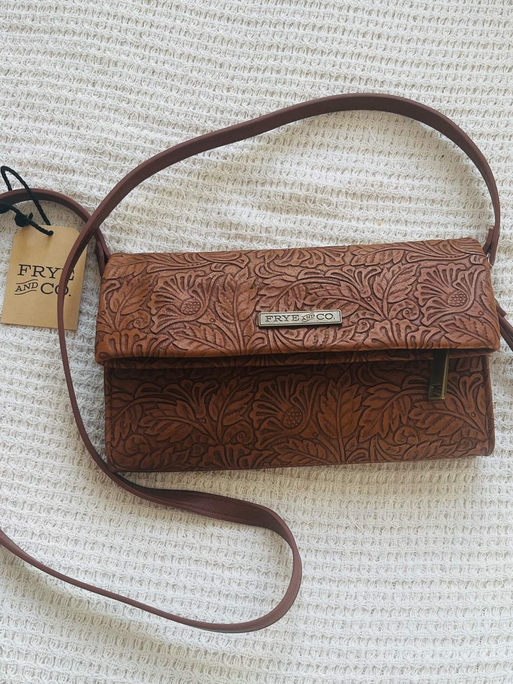 Frye Tooled Embossed Leather Bag  NWT